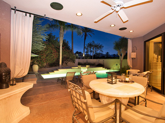 outdoor poolside dining under the stars